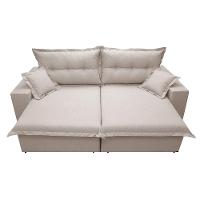 Sofá Retrátil e Reclinável com Molas Ensacadas Cama inBox Prime 2,52m Tecido Linho Bege Claro - 5