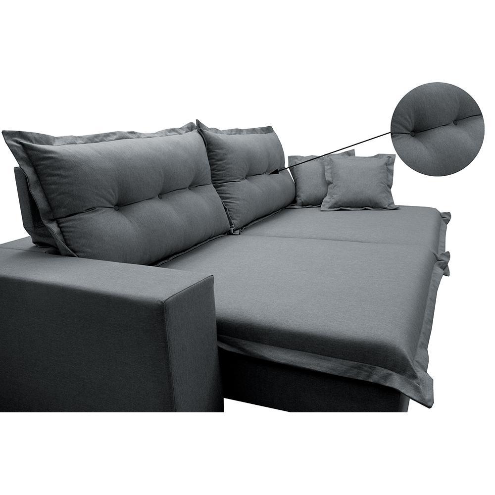 Sofá Retrátil e Reclinável com Molas Ensacadas Cama inBox Prime 2,32m Tecido Linho Cinza Escuro - 4