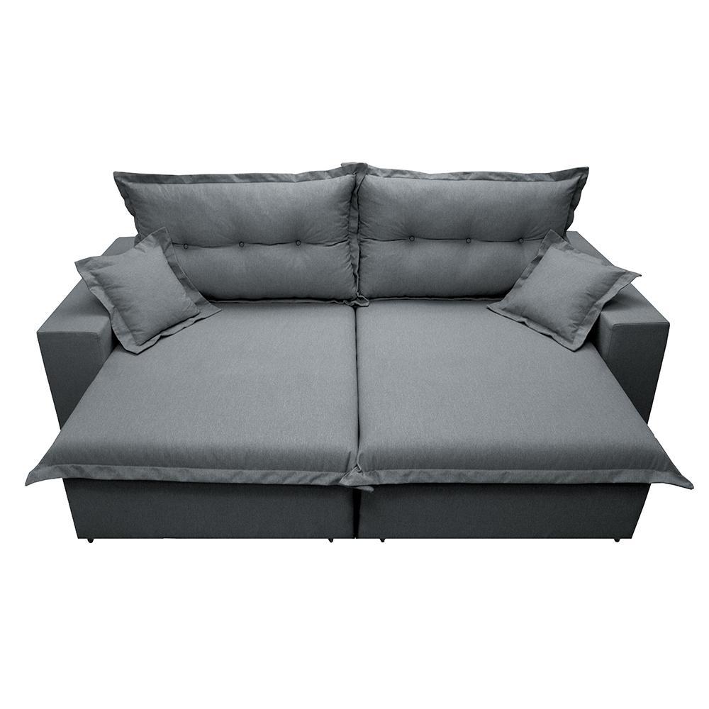 Sofá Retrátil e Reclinável com Molas Ensacadas Cama inBox Prime 2,32m Tecido Linho Cinza Escuro - 5
