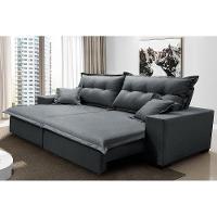 Sofá Retrátil e Reclinável com Molas Ensacadas Cama inBox Prime 2,32m Tecido Linho Cinza Escuro - 1
