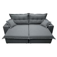 Sofá Retrátil e Reclinável com Molas Ensacadas Cama inBox Prime 2,32m Tecido Linho Cinza Escuro - 5