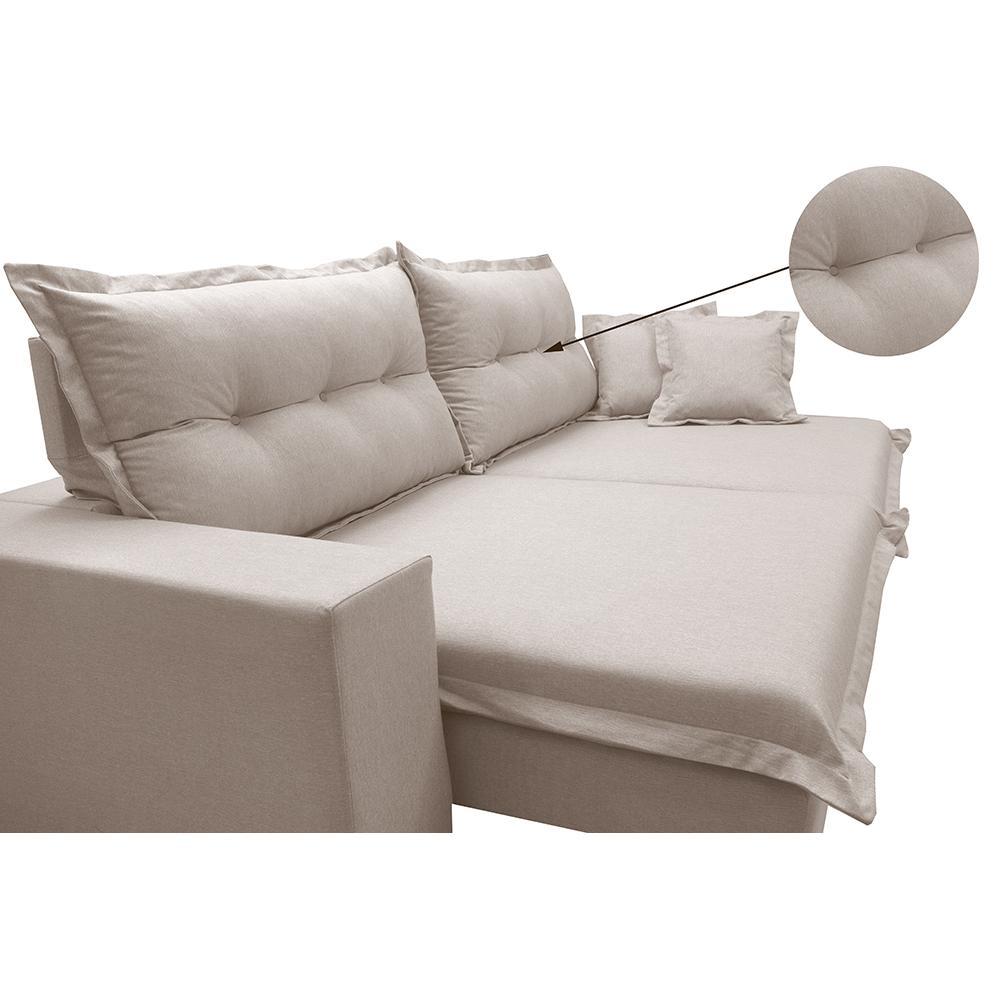 Sofá Retrátil e Reclinável com Molas Ensacadas Cama inBox Prime 2,32m Tecido Linho Bege Claro - 4