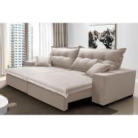 Sofá Retrátil e Reclinável com Molas Ensacadas Cama inBox Prime 2,32m Tecido Linho Bege Claro - 1