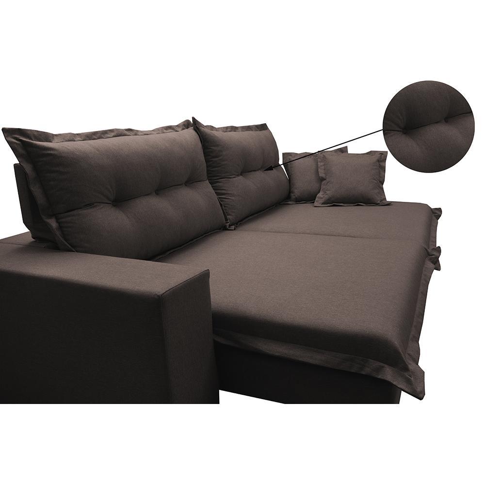 Sofá Retrátil e Reclinável com Molas Ensacadas Cama inBox Prime 2,12m Tecido Linho Marrom - 4