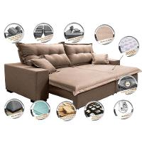 Sofá Retrátil e Reclinável com Molas Ensacadas Cama inBox Prime 2,32m Tecido Linho Bege Escuro - 3