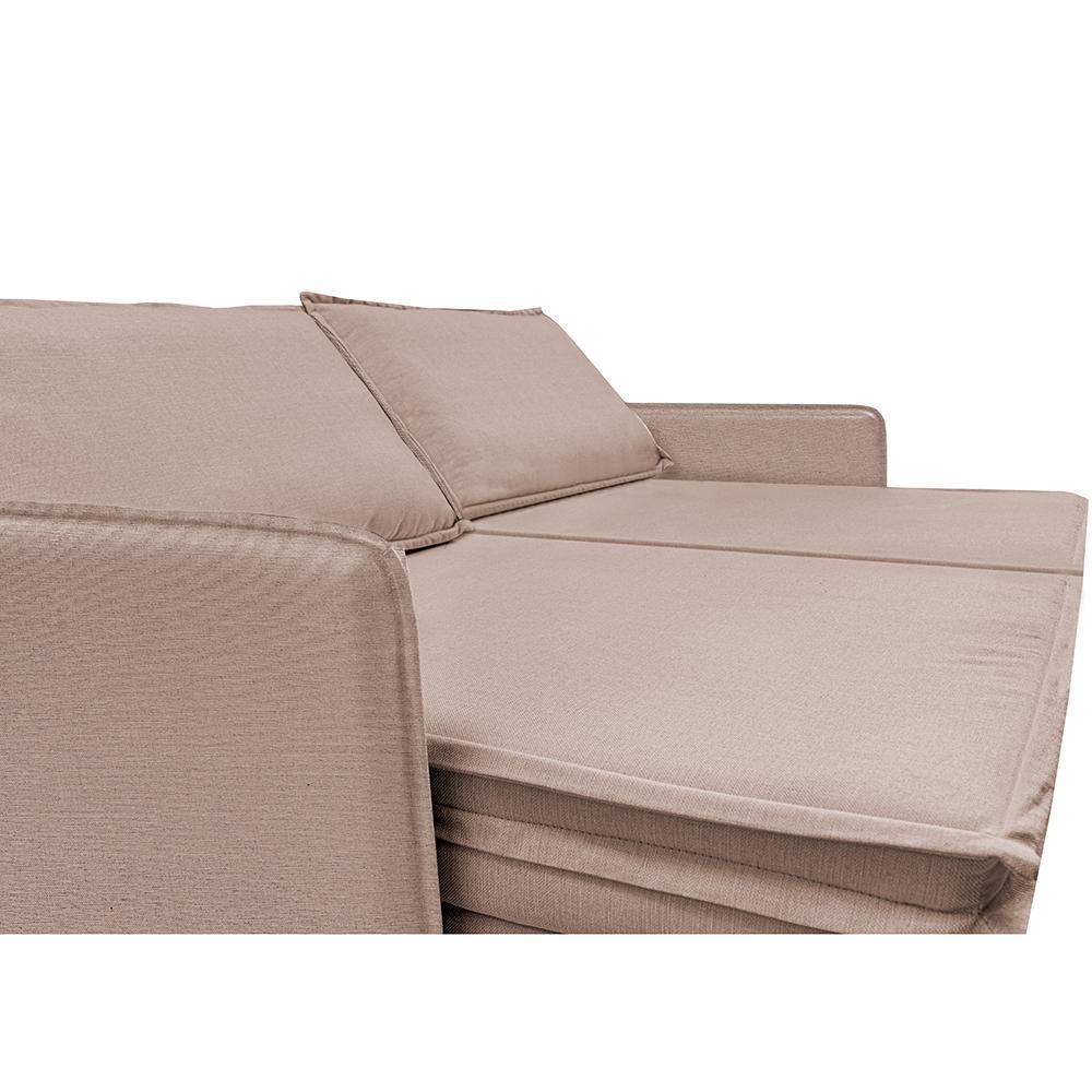 Sofá Sem Caixa Retrátil Baú 1,55m Lounge Linho Bege Escuro Cama inBox - 5