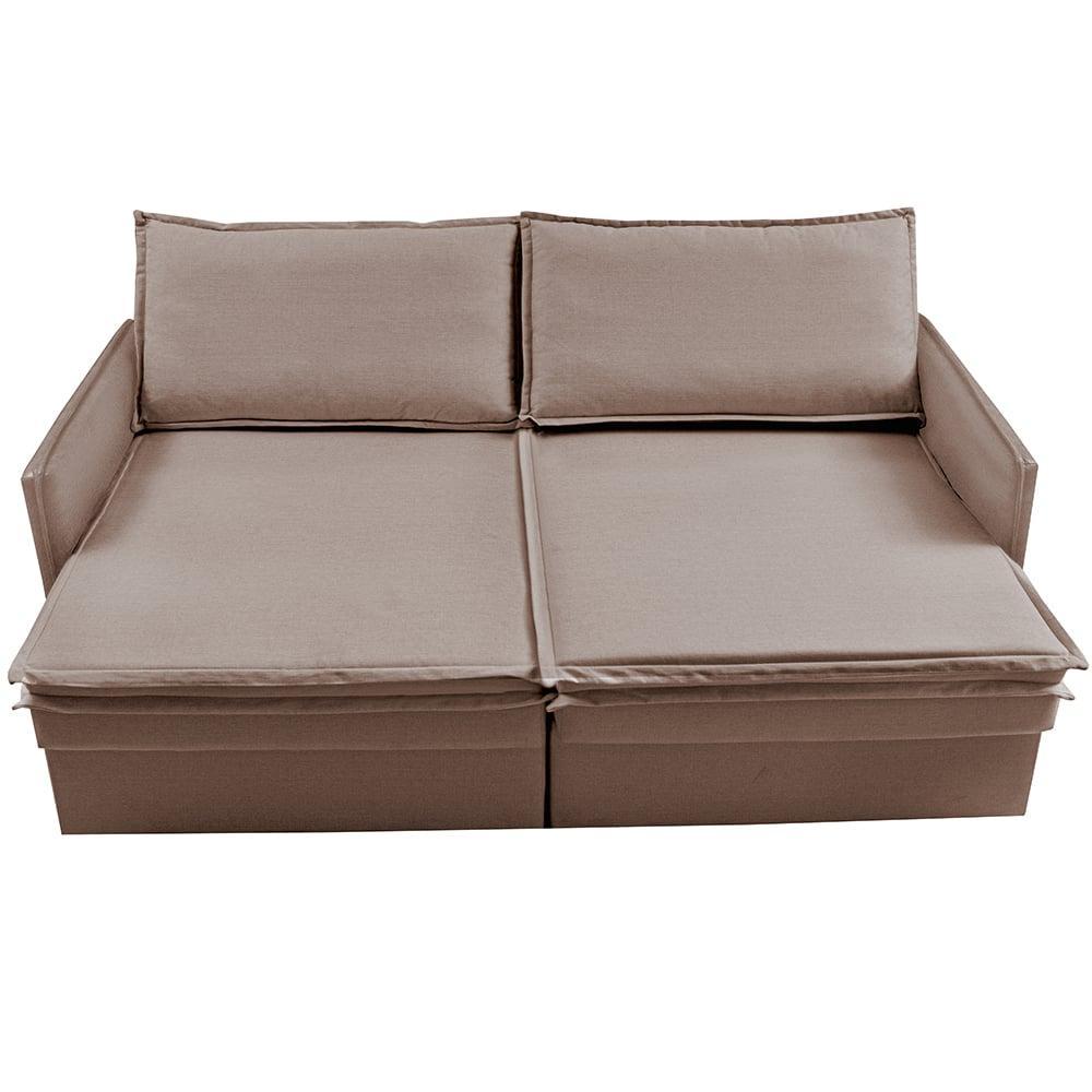 Sofá Sem Caixa Retrátil Baú 1,55m Lounge Linho Bege Escuro Cama inBox - 6