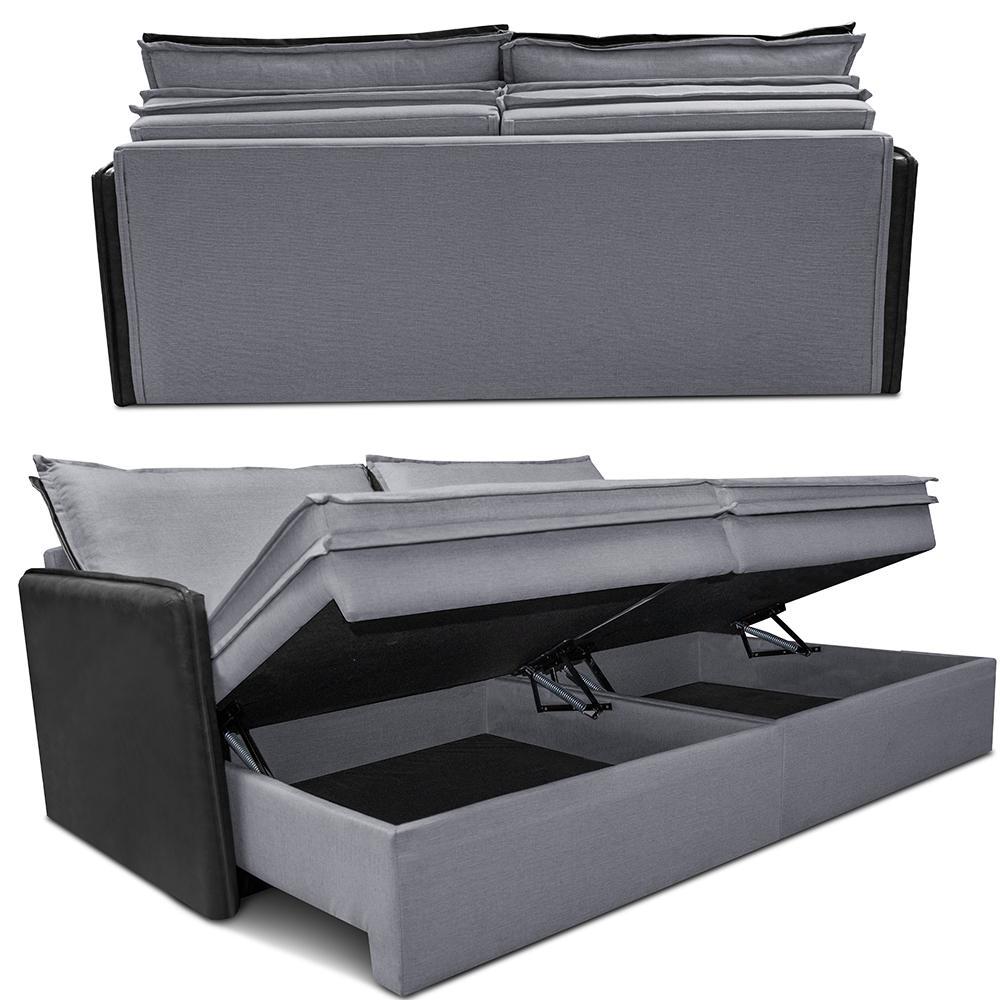 Sofá Sem Caixa Retrátil Baú 1,55m Cama inBox Grace Tecido Linho e Courino Cinza Escuro - 7