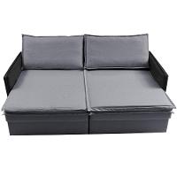 Sofá Sem Caixa Retrátil Baú 1,55m Cama inBox Grace Tecido Linho e Courino Cinza Escuro - 6