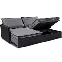 Sofá Sem Caixa Retrátil Baú 1,55m Cama inBox Grace Tecido Linho e Courino Cinza Escuro - 8