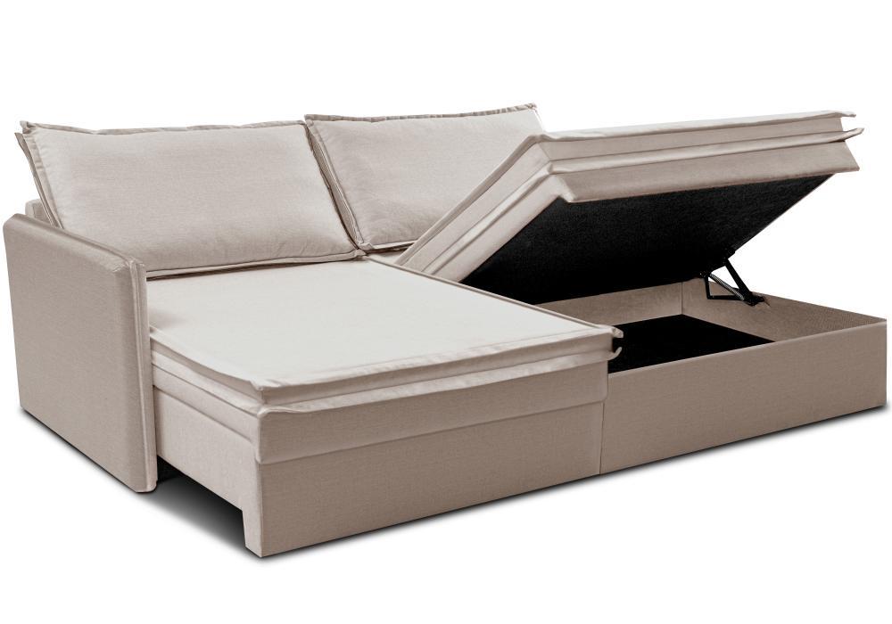 Sofá Sem Caixa Retrátil Baú 1,55m Lounge Linho Bege Claro Cama inBox - 8