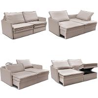 Sofá Sem Caixa Retrátil Baú 1,55m Lounge Linho Bege Claro Cama inBox - 2