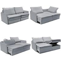 Sofá Sem Caixa Retrátil Baú 1,55m Lounge Linho Cinza Claro Cama inBox - 2