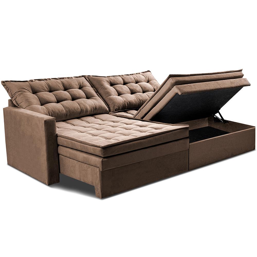 Sofá Sem Caixa Retrátil Baú 2,00m Cama inBox Secret Suede Velusoft Castor - 8