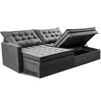 Sofá Sem Caixa Retrátil Baú 2,00m Cama inBox Secret Suede Velusoft Cinza - 8