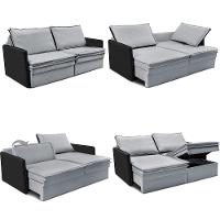 Sofá Sem Caixa Retrátil Baú 1,55m Cama inBox Grace Tecido Linho e Courino Cinza Claro - 2