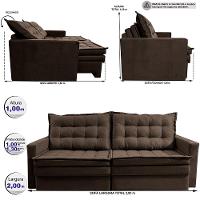 Sofá Sem Caixa Retrátil Baú 2,00m Cama inBox Secret Suede Velusoft Café - 3