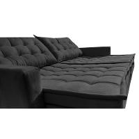 Sofá Sem Caixa Retrátil Baú 2,00m Cama inBox Secret Suede Velusoft Preto - 5