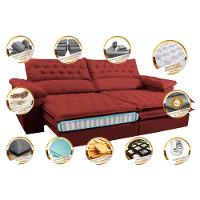 Sofá Retrátil, Reclinável Molas Ensacada Cama inBox Botonê 2,72m Espuma Viscoelástico Suede Vermelho - 10