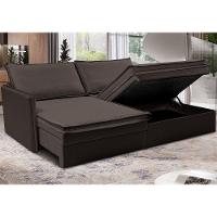 Sofá Sem Caixa Retrátil Baú 1,95m Lounge Linho Marrom Cama inBox - 1