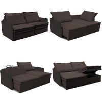 Sofá Sem Caixa Retrátil Baú 1,95m Lounge Linho Marrom Cama inBox - 2