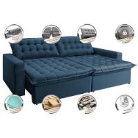 Sofá Retrátil Reclinável e Cama 2,35m Cama inBox Flex Suede Velusoft Azul - 3