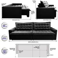 Sofá Retrátil Reclinável e Cama 2,75m Cama inBox Flex Suede Velusoft Preto - 2