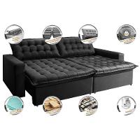 Sofá Retrátil Reclinável e Cama 2,75m Cama inBox Flex Suede Velusoft Preto - 3