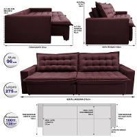 Sofá Retrátil Reclinável e Cama 2,75m Cama inBox Flex Suede Velusoft Vinho - 2