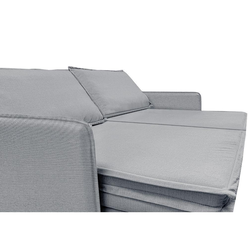 Sofá Sem Caixa Retrátil Baú 1,95m Lounge Linho Cinza Claro Cama inBox - 5