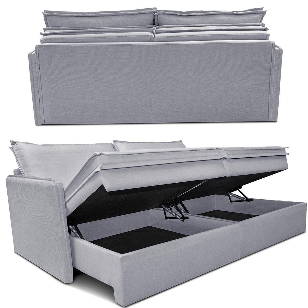 Sofá Sem Caixa Retrátil Baú 1,95m Lounge Linho Cinza Claro Cama inBox - 7