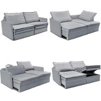 Sofá Sem Caixa Retrátil Baú 1,95m Lounge Linho Cinza Claro Cama inBox - 2