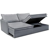 Sofá Sem Caixa Retrátil Baú 1,95m Lounge Linho Cinza Claro Cama inBox - 8