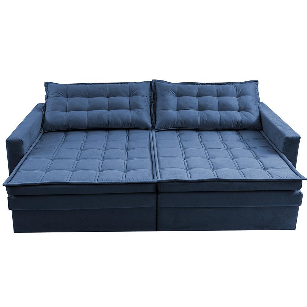 Sofá Sem Caixa Retrátil Baú 2,00m Cama inBox Secret Suede Velusoft Azul - 6