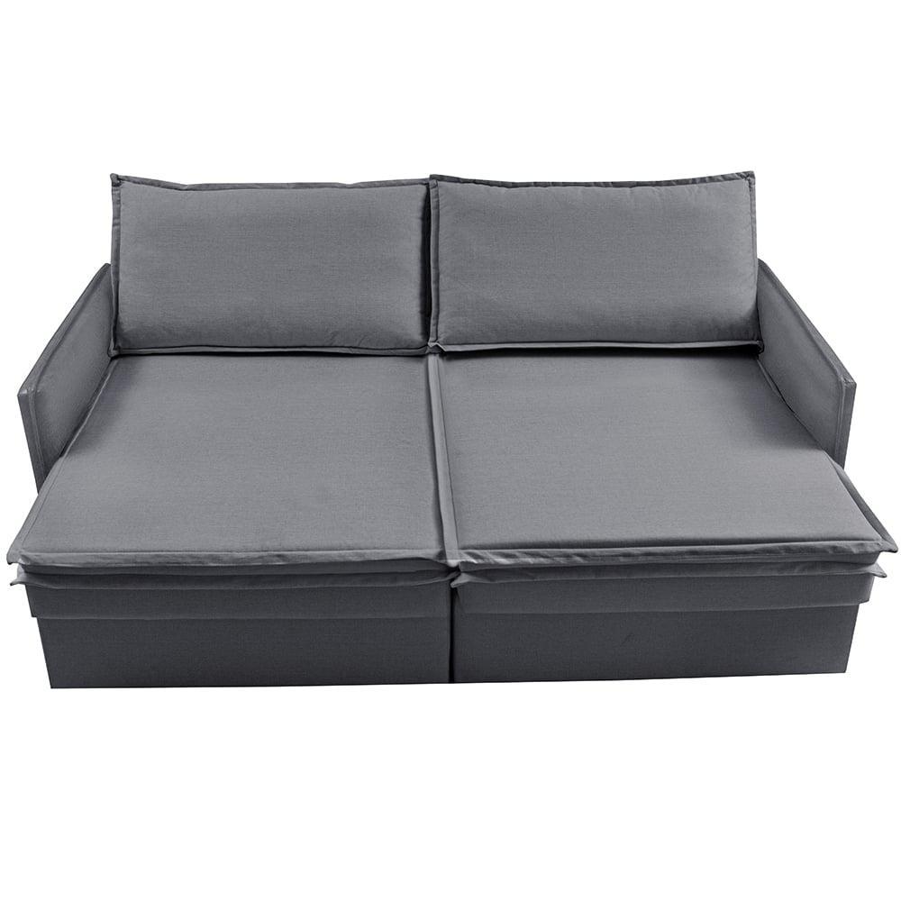 Sofá Sem Caixa Retrátil Baú 1,95m Lounge Linho Cinza Escuro Cama inBox - 6