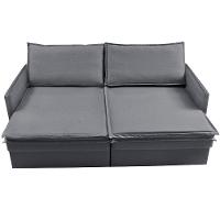 Sofá Sem Caixa Retrátil Baú 1,95m Lounge Linho Cinza Escuro Cama inBox - 6