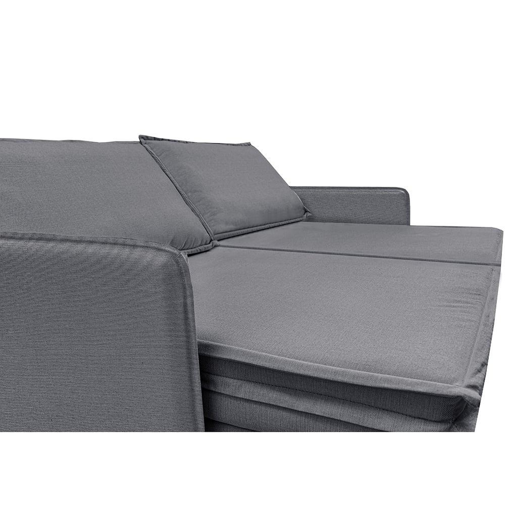 Sofá Sem Caixa Retrátil Baú 1,75m Lounge Linho Cinza Escuro Cama inBox - 5
