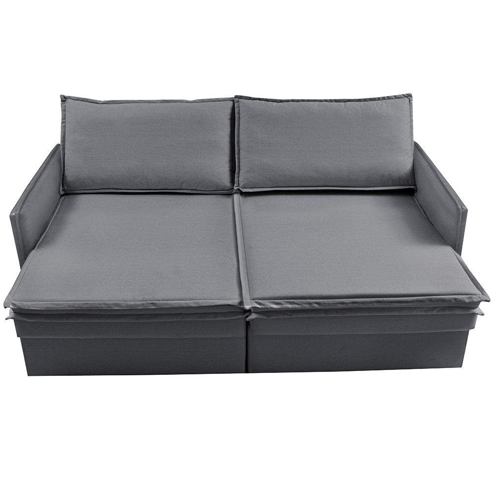 Sofá Sem Caixa Retrátil Baú 1,75m Lounge Linho Cinza Escuro Cama inBox - 6
