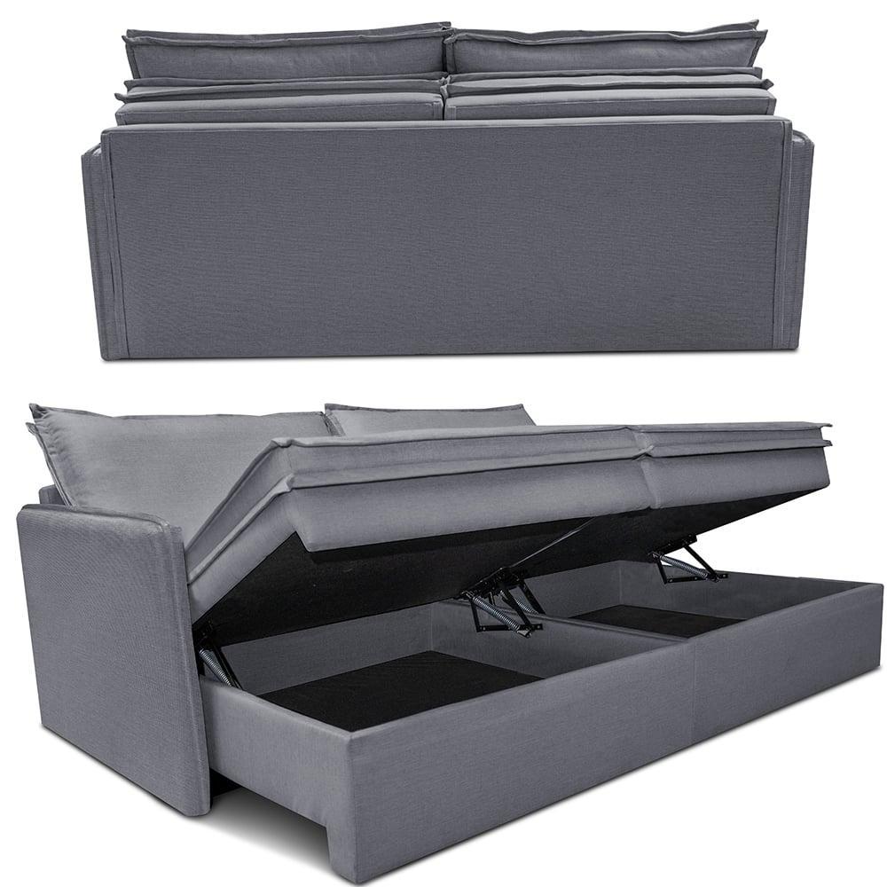 Sofá Sem Caixa Retrátil Baú 1,75m Lounge Linho Cinza Escuro Cama inBox - 7