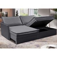 Sofá Sem Caixa Retrátil Baú 1,75m Lounge Linho Cinza Escuro Cama inBox - 1