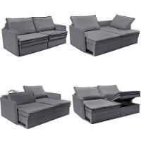 Sofá Sem Caixa Retrátil Baú 1,75m Lounge Linho Cinza Escuro Cama inBox - 2