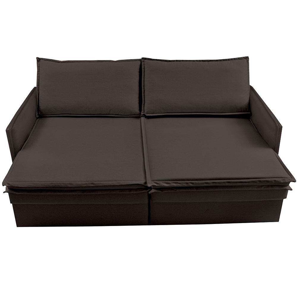 Sofá Sem Caixa Retrátil Baú 1,75m Lounge Linho Marrom Cama inBox - 6