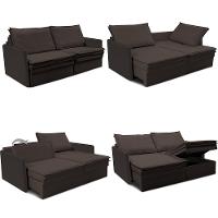 Sofá Sem Caixa Retrátil Baú 1,75m Lounge Linho Marrom Cama inBox - 2