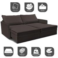 Sofá Sem Caixa Retrátil Baú 1,75m Lounge Linho Marrom Cama inBox