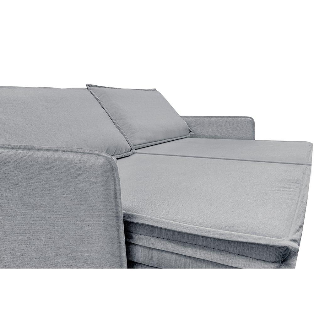 Sofá Sem Caixa Retrátil Baú 1,75m Lounge Linho Cinza Claro Cama inBox - 5