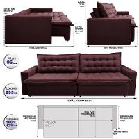 Sofá Retrátil Reclinável e Cama 2,95m Cama inBox Flex Suede Velusoft Vinho - 2