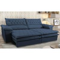 Sofá Retrátil e Reclinável Molas Ensacadas Cama inBox Botonê 2,92m Espuma Viscoelástico Suede Azul - 1