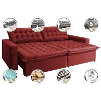 Sofá Retrátil Reclinável e Cama 2,75m Cama inBox Flex Suede Velusoft Vermelho - 3