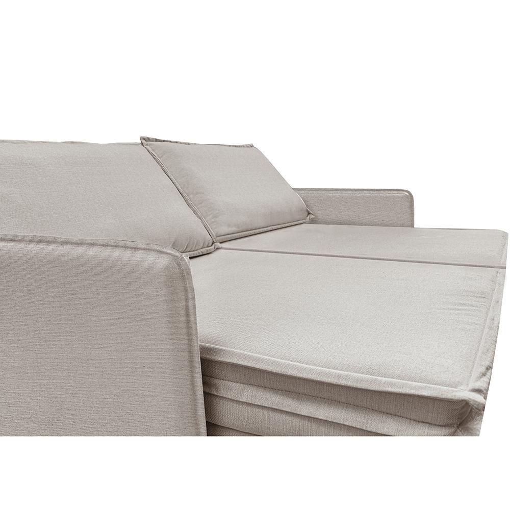Sofá Sem Caixa Retrátil Baú 1,95m Lounge Linho Bege Claro Cama inBox - 5