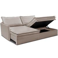 Sofá Sem Caixa Retrátil Baú 1,95m Lounge Linho Bege Claro Cama inBox - 8